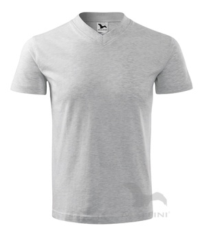 V-Neck T-shirt unisex hellgrau melliert | XL